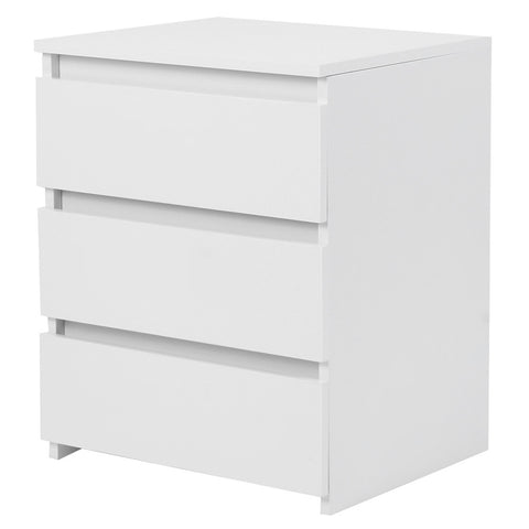 White Modern Bedside Table Cabinet Nightstand with 3 Storage Drawers Bedroom Furniture